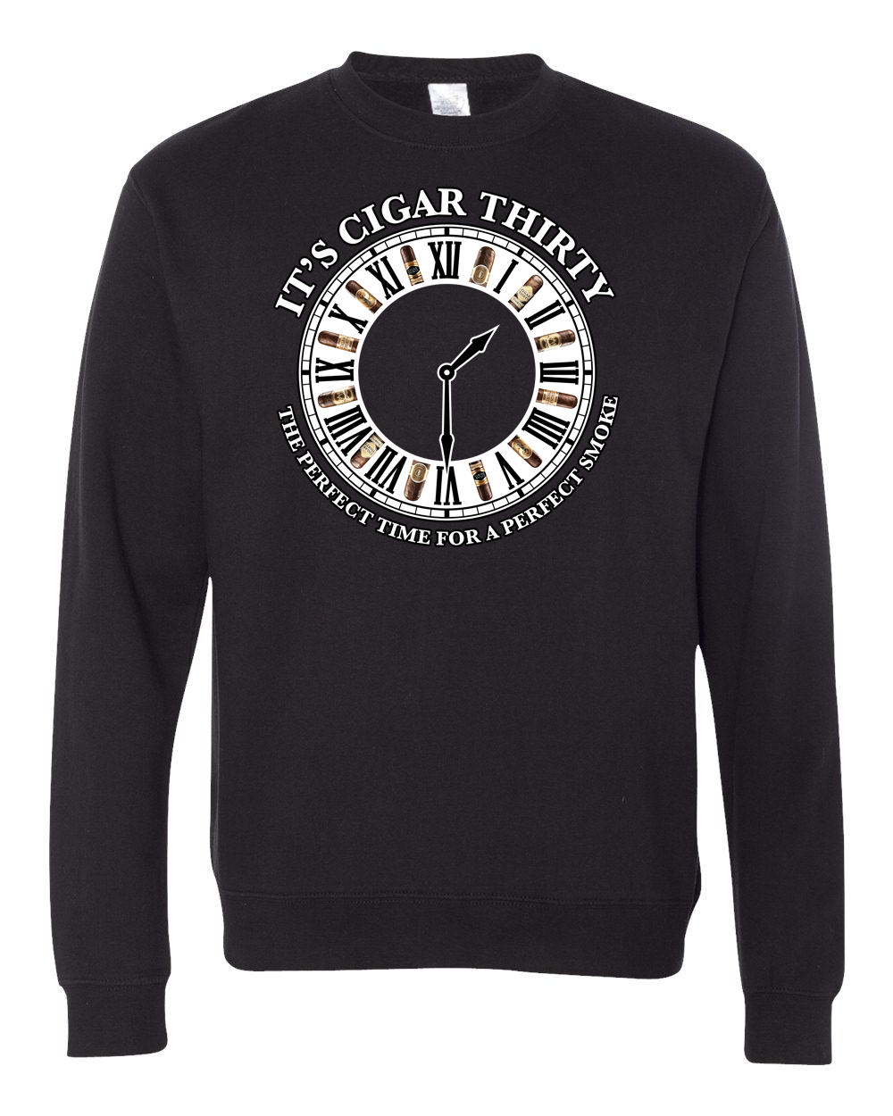IT'S CIGAR THIRTY BLACK & WHITE CREWNECK SWEATSHIRT