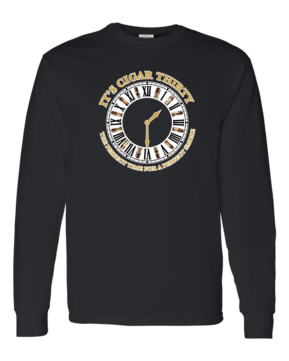 IT'S CIGAR THIRTY BLACK WITH OLD GOLD LONG SLEEVES