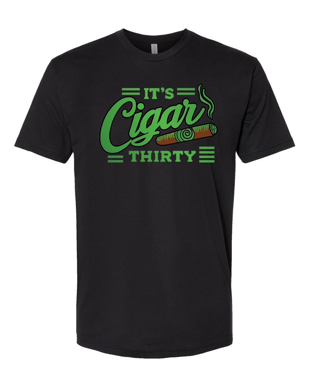 IT'S CIGAR THIRTY BLACK WITH GREEN T-SHIRT