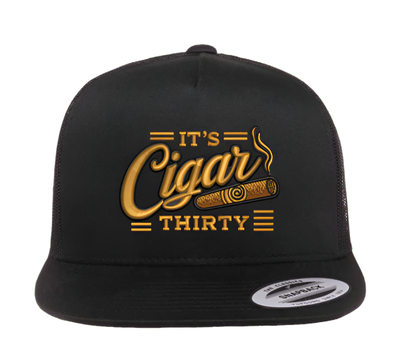 IT'S CIGAR THIRTY BLACK FLAT BILL TRUCKER SNAPBACK HAT