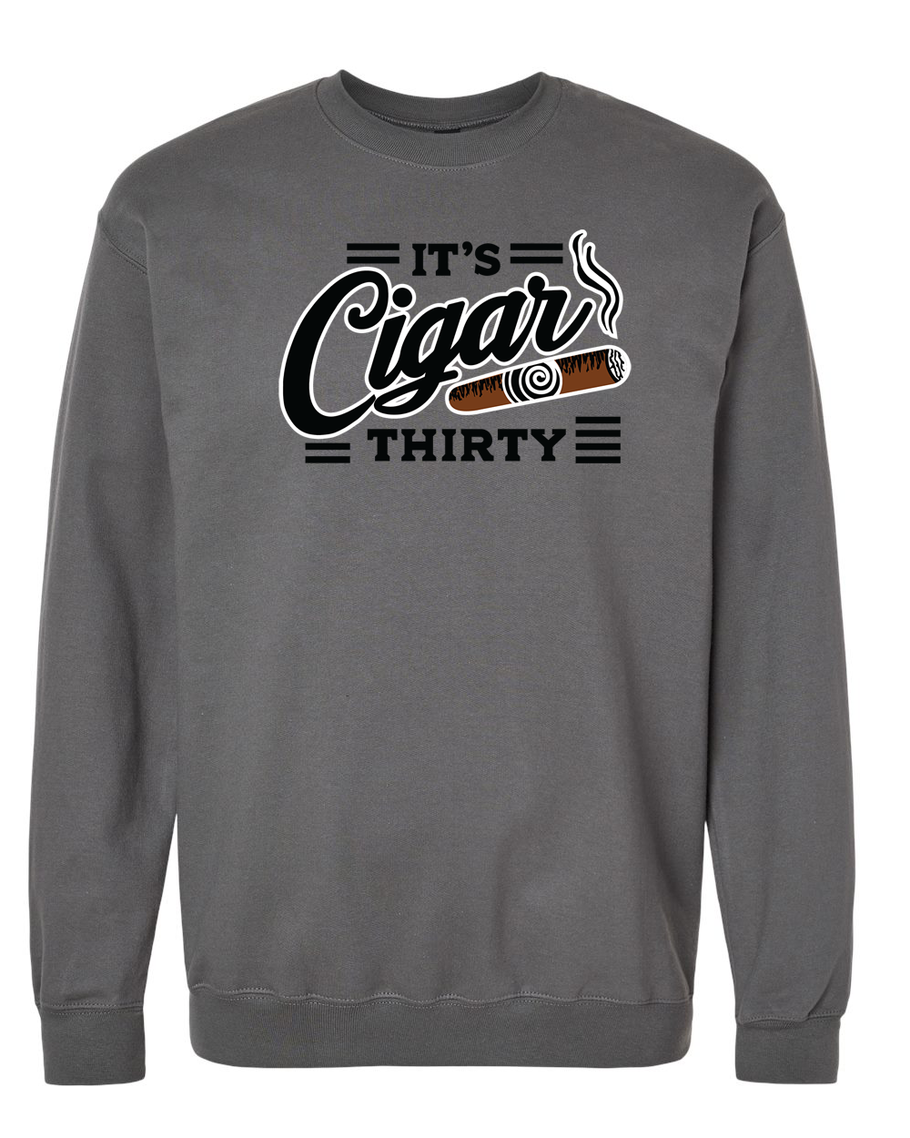 IT'S CIGAR THIRTY GREY & BLACK CREWNECK SWEATSHIRT