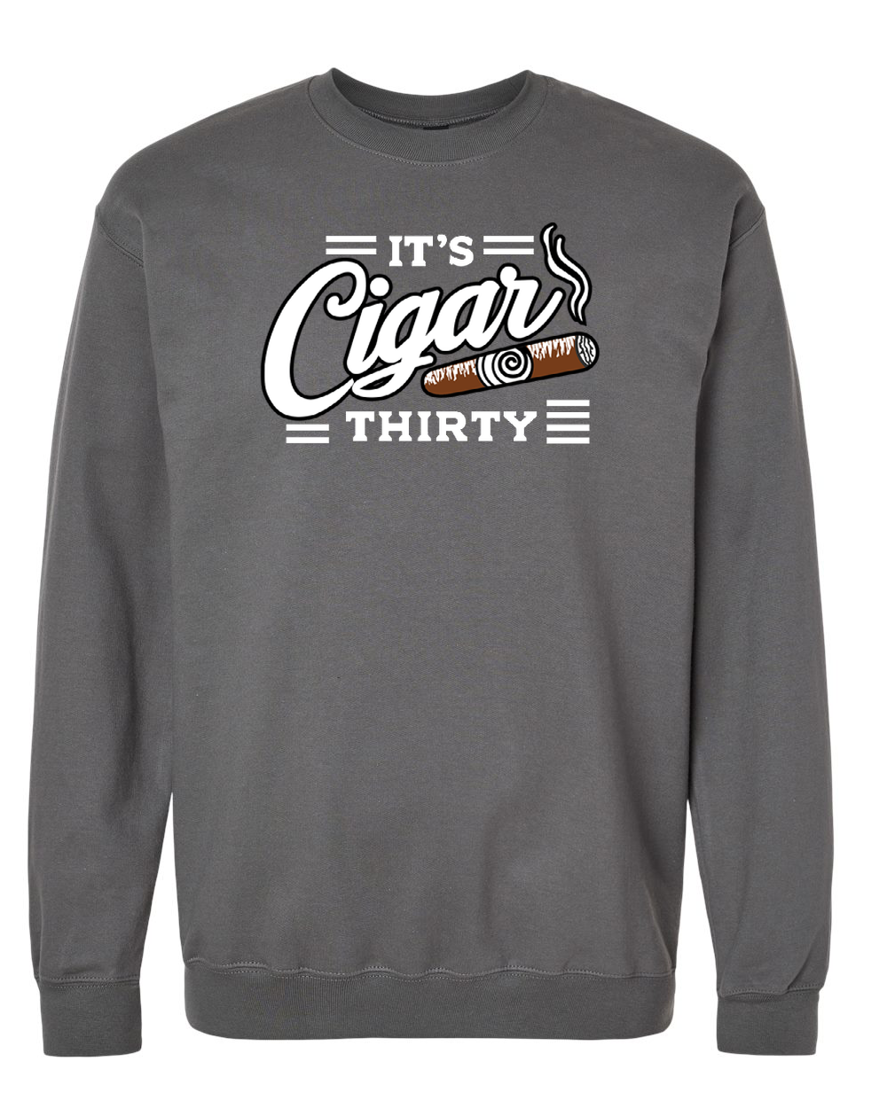 IT'S CIGAR THIRTY GREY & WHITE CREWNECK SWEATSHIRT