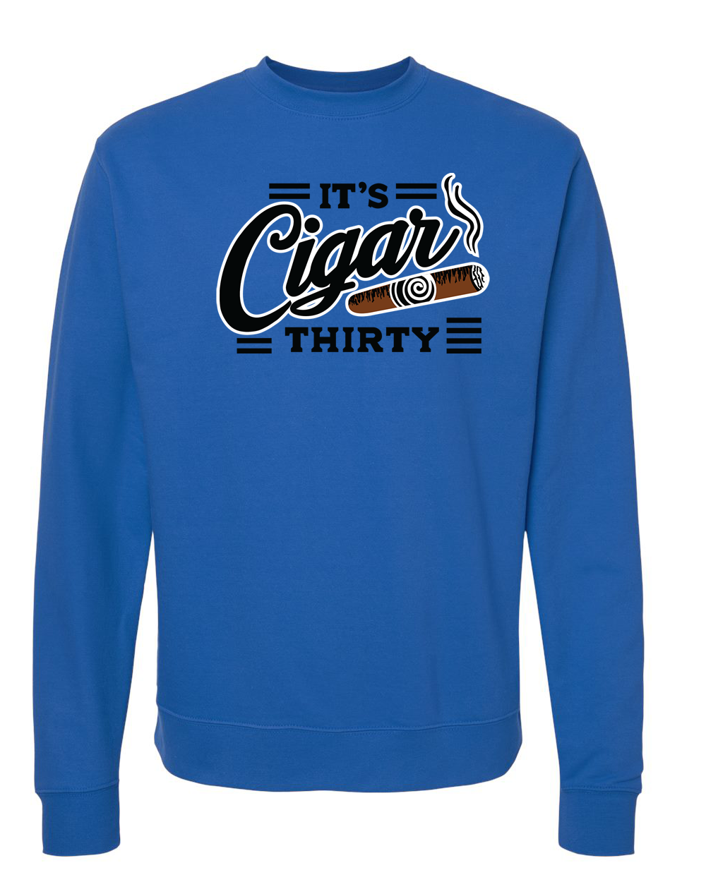 IT'S CIGAR THIRTY ROYAL BLUE & BLACK CREWNECK SWEATSHIRT