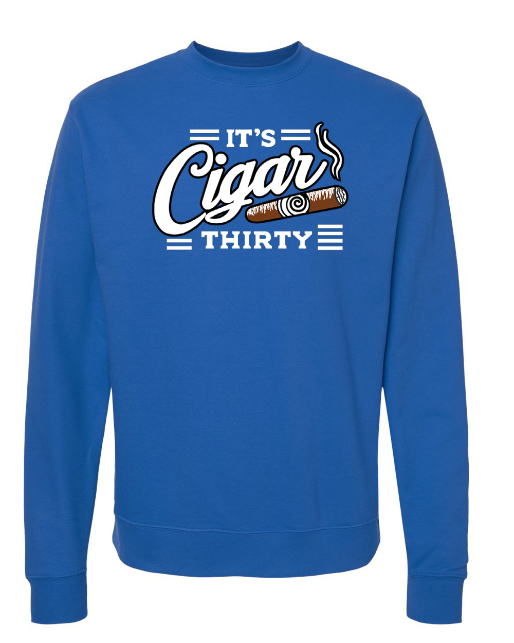 IT'S CIGAR THIRTY ROYAL BLUE & WHITE CREWNECK SWEATSHIRT