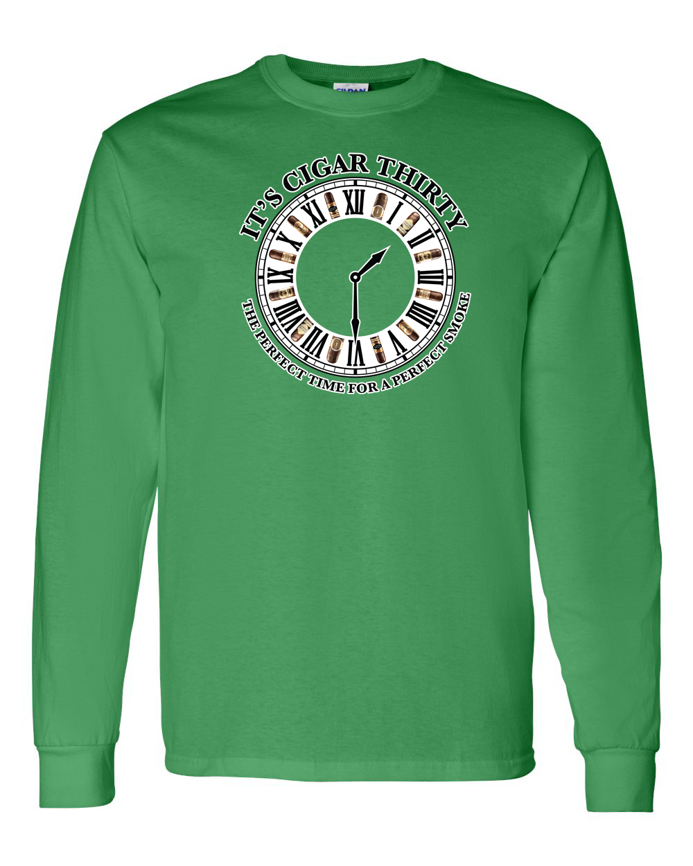 IT'S CIGAR THIRTY GREEN WITH BLACK LONG SLEEVES