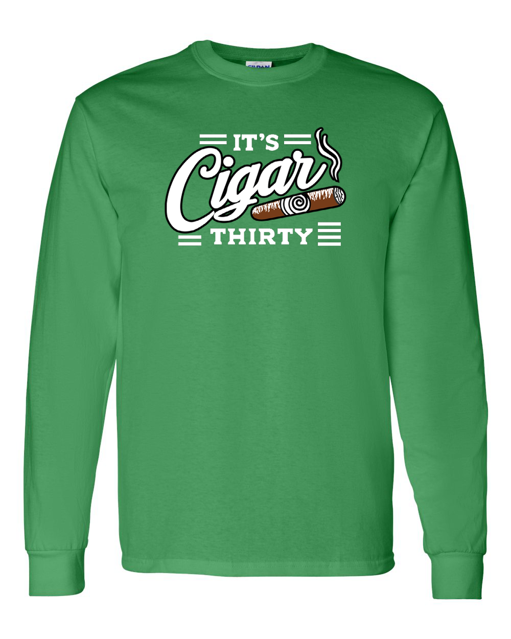 IT'S CIGAR THIRTY GREEN WITH WHITE LONG SLEEVES