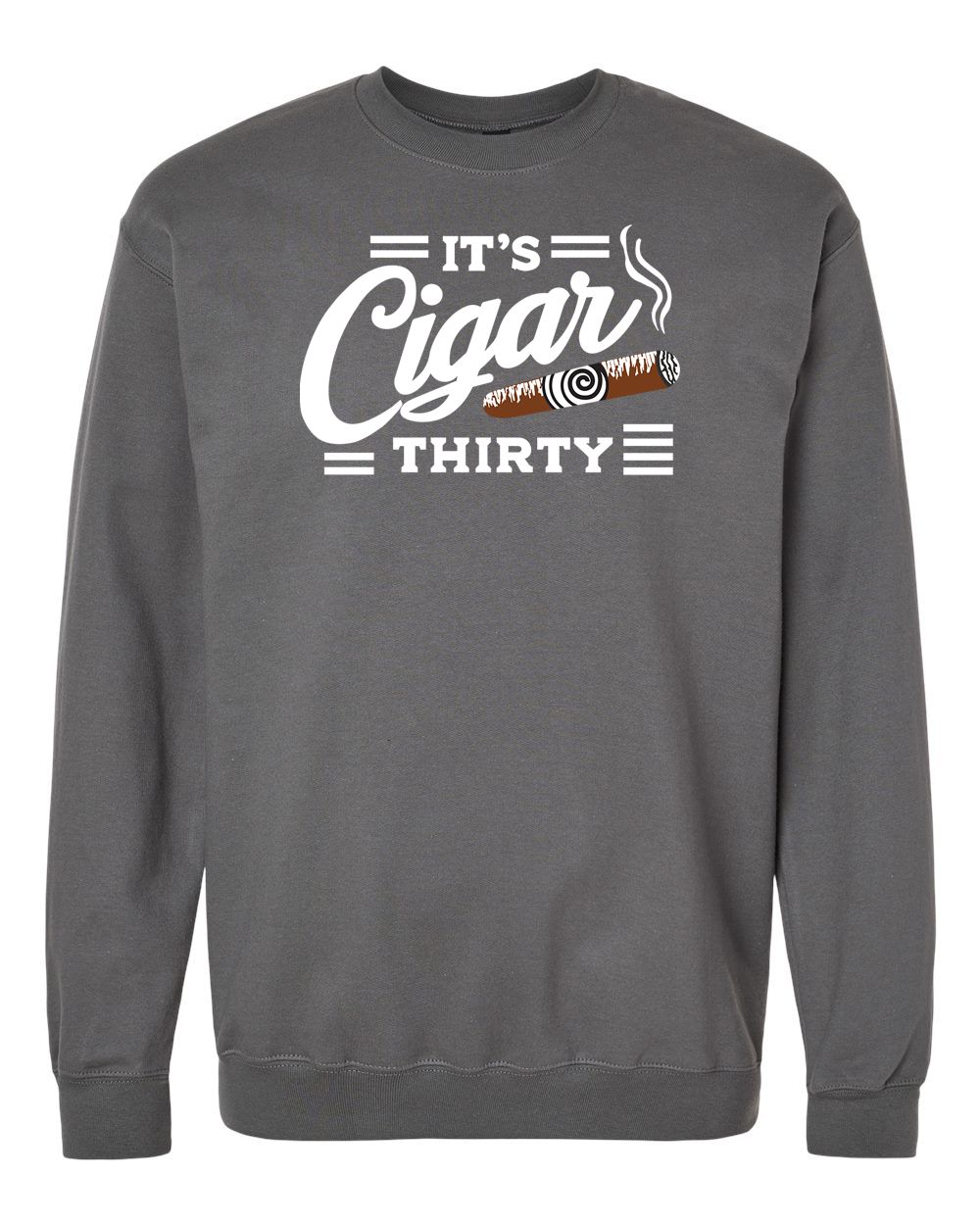 IT'S CIGAR THIRTY GREY & WHITE CREWNECK SWEATSHIRT