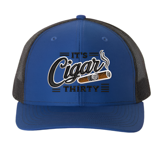 IT'S CIGAR THIRTY ROYAL/BLACK TRUCKER SNAPBACK HAT
