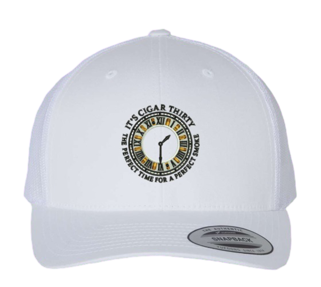 IT'S CIGAR THIRTY WHITE TRUCKER SNAPBACK HAT