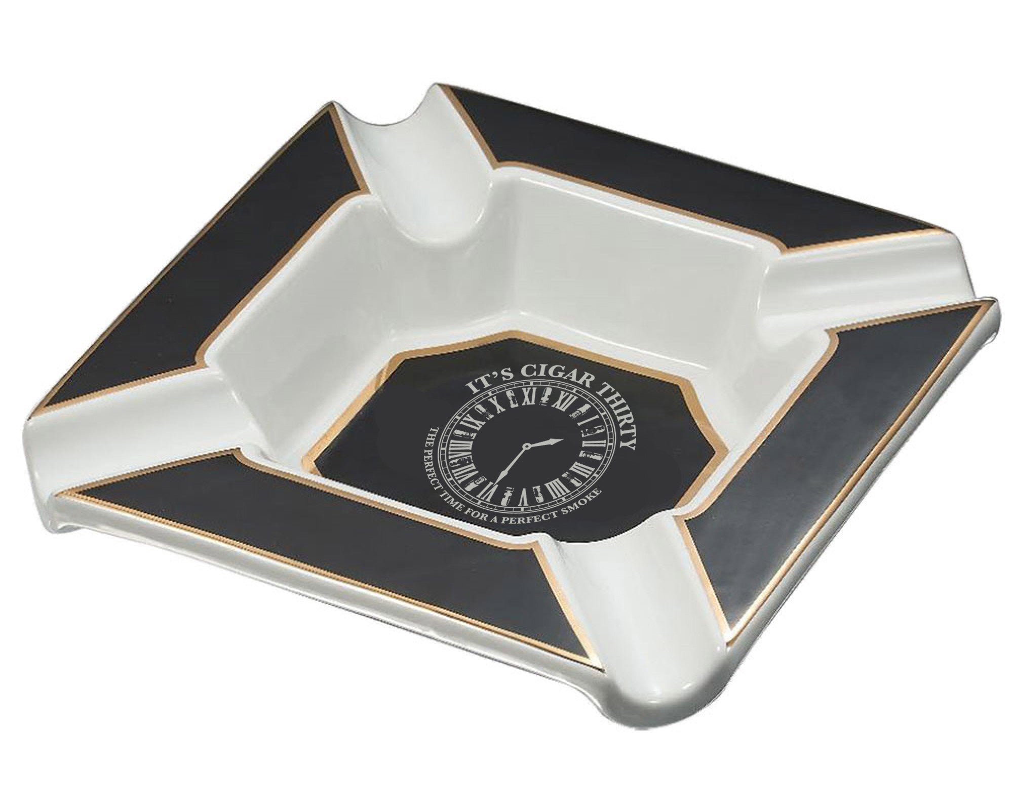 IT'S CIGAR THIRTY MATTE BLACK/SILVER ASHTRAY