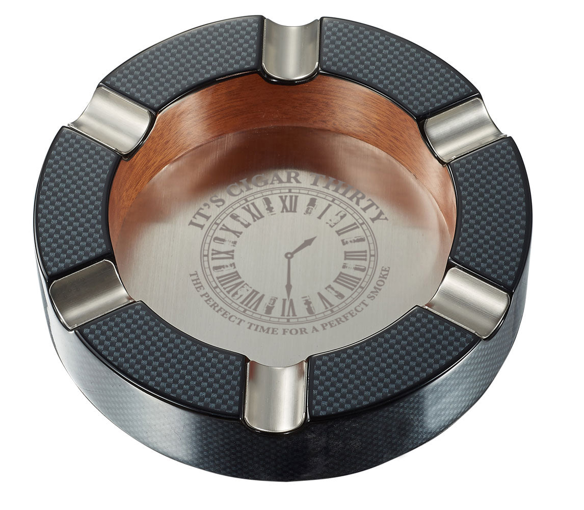 IT'S CIGAR THIRTY CARBON FIBER ROUND ASHTRAY
