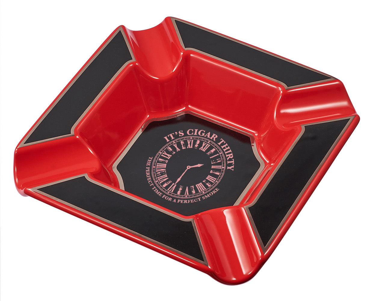 IT'S CIGAR THIRTY MATTE BLACK/RED ASHTRAY