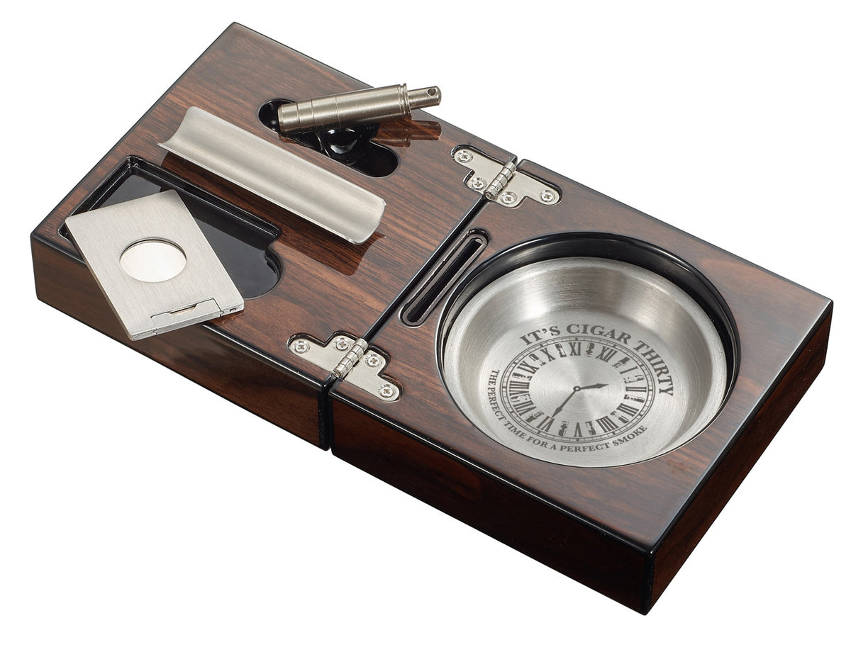 IT'S CIGAR THIRTY POLISHED WALNUT ASHTRAY