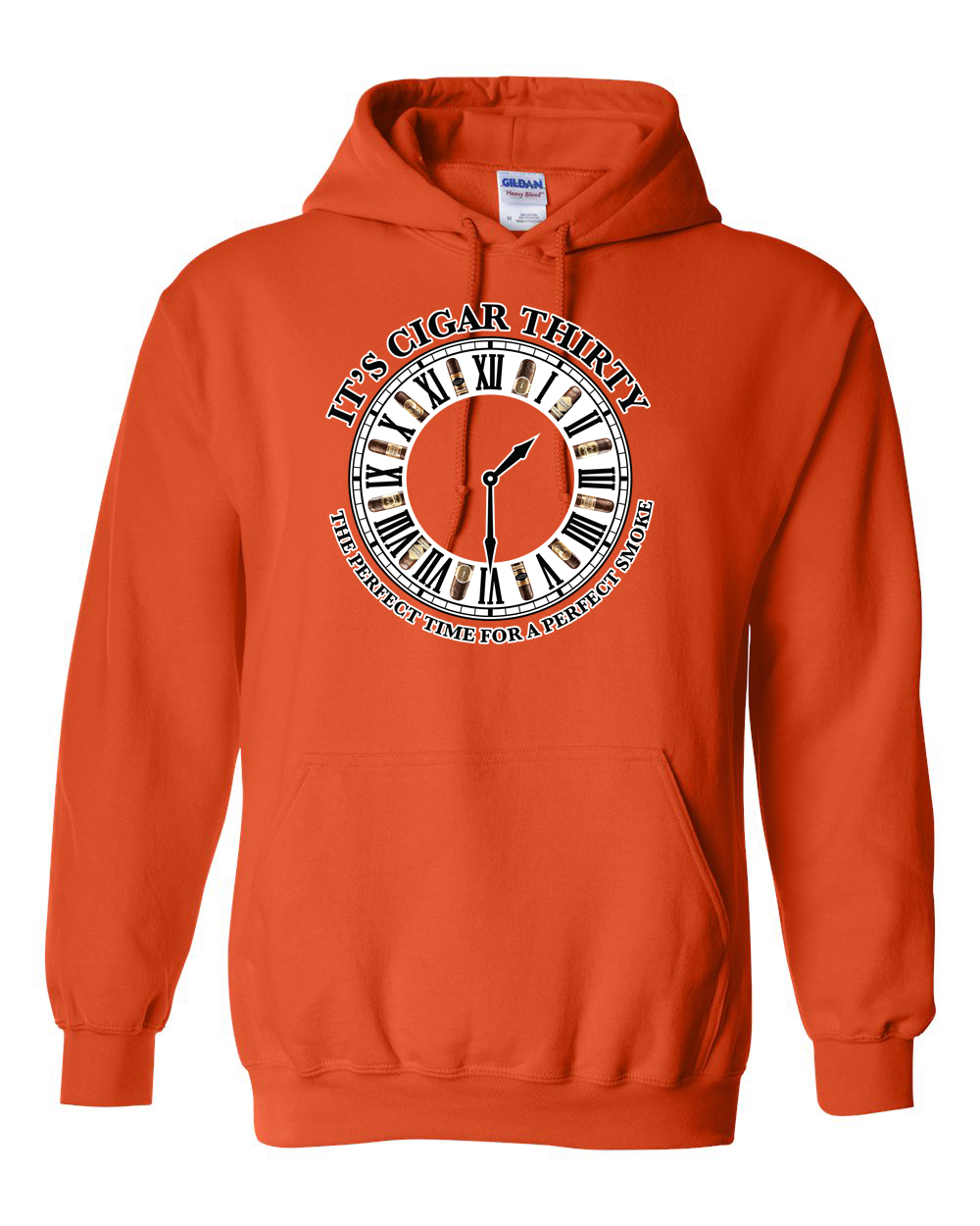 IT'S CIGAR THIRTY ORANGE WITH BLACK CLOCK SWEATSHIRT