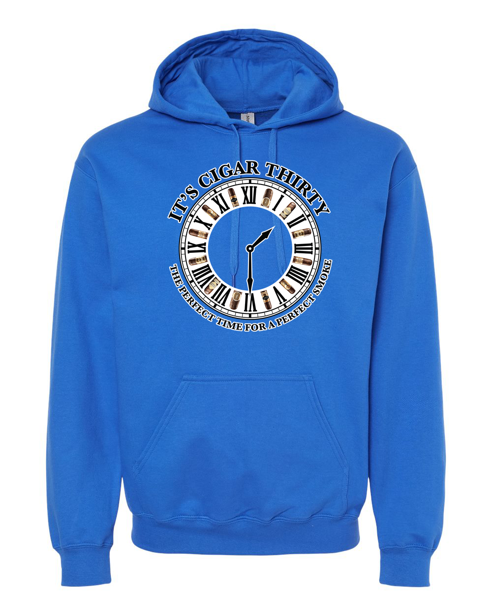 IT'S CIGAR THIRTY ROYAL BLUE & BLACK CLOCK HOODED SWEATSHIRT