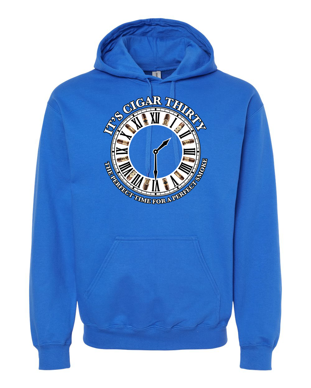 IT'S CIGAR THIRTY  ROYAL BLUE WITH WHITE SWEATSHIRT