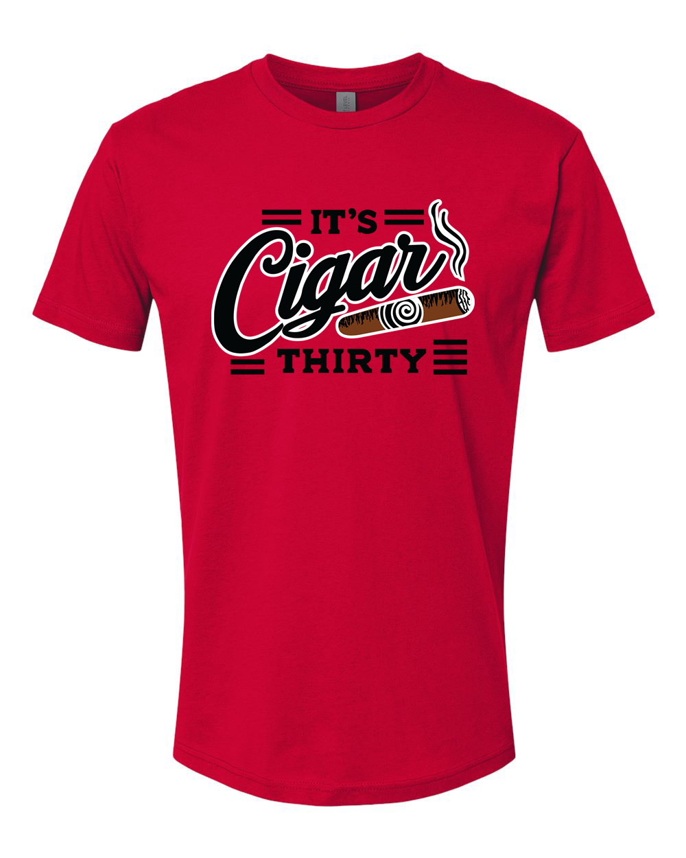 IT'S CIGAR THIRTY  RED WITH BLACK T-SHIRT