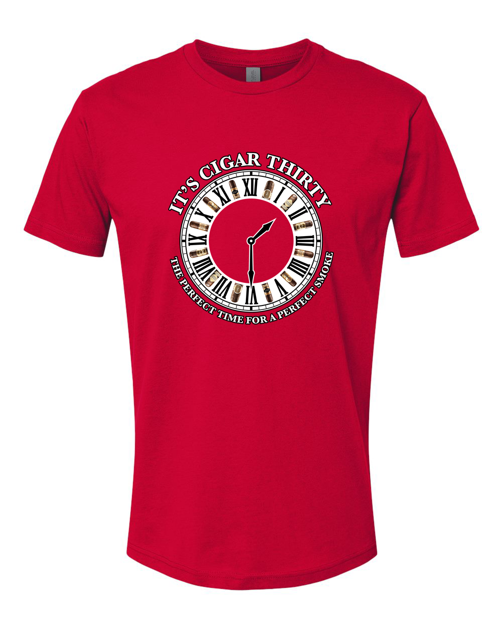 IT'S CIGAR THIRTY RED WITH WHITE T-SHIRT