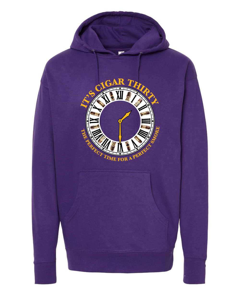 IT'S CIGAR THIRTY PURPLE WITH GOLD CLOCK SWEATSHIRT