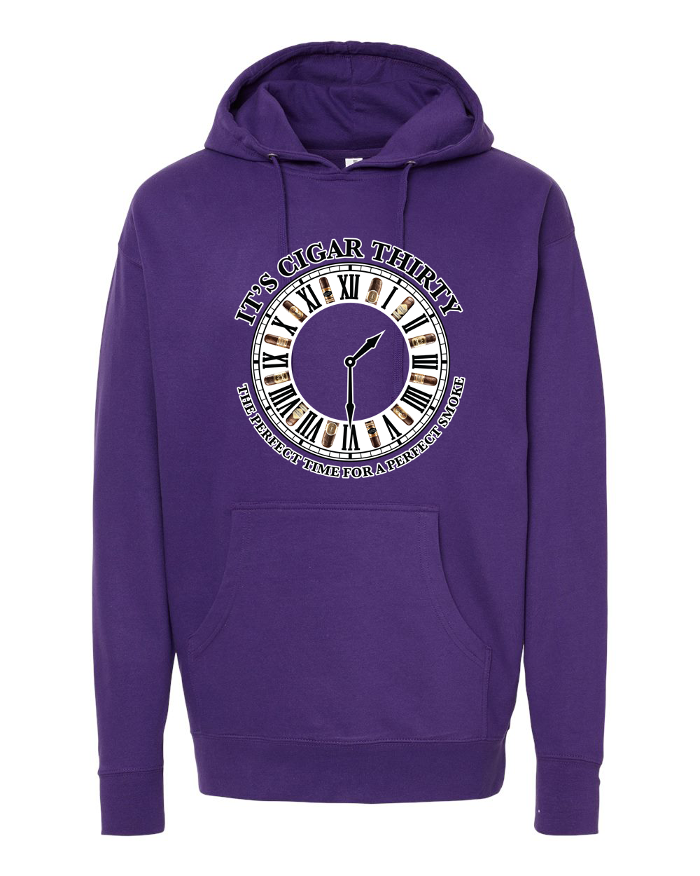 IT'S CIGAR THIRTY PURPLE & BLACK CLOCK HOODED SWEATSHIRT
