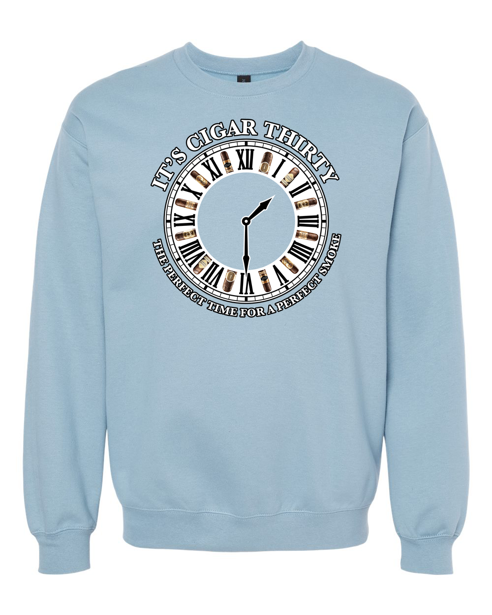 IT'S CIGAR THIRTY STONE BLUE & WHITE CREWNECK