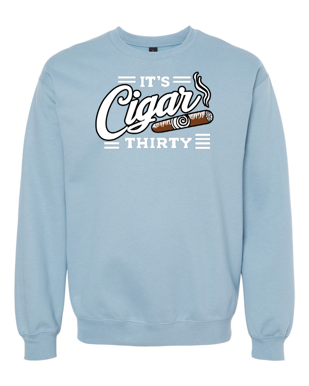 IT'S CIGAR THIRTY STONE BLUE & WHITE CREWNECK