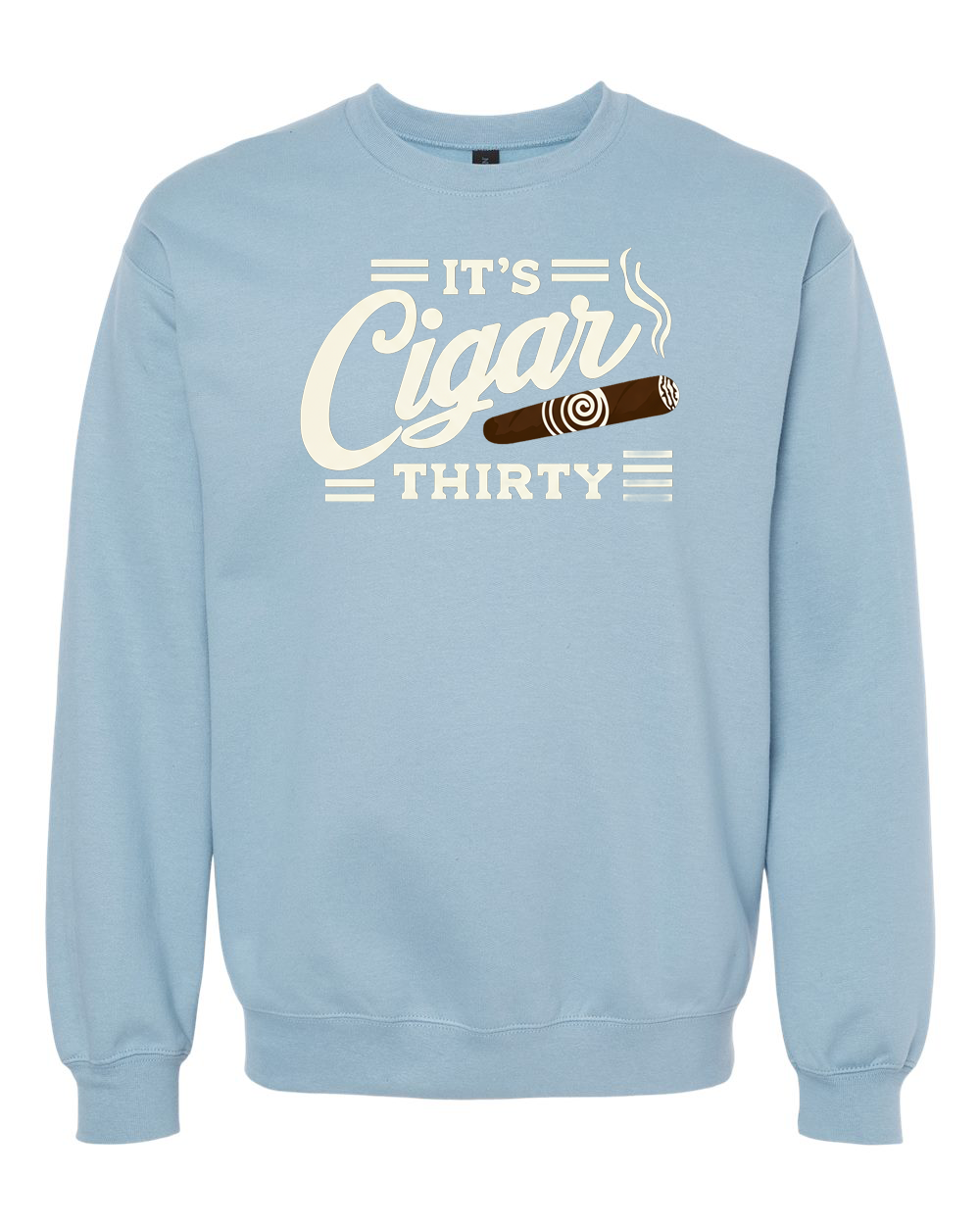 IT'S CIGAR THIRTY STONE BLUE & CREAM CREWNECK
