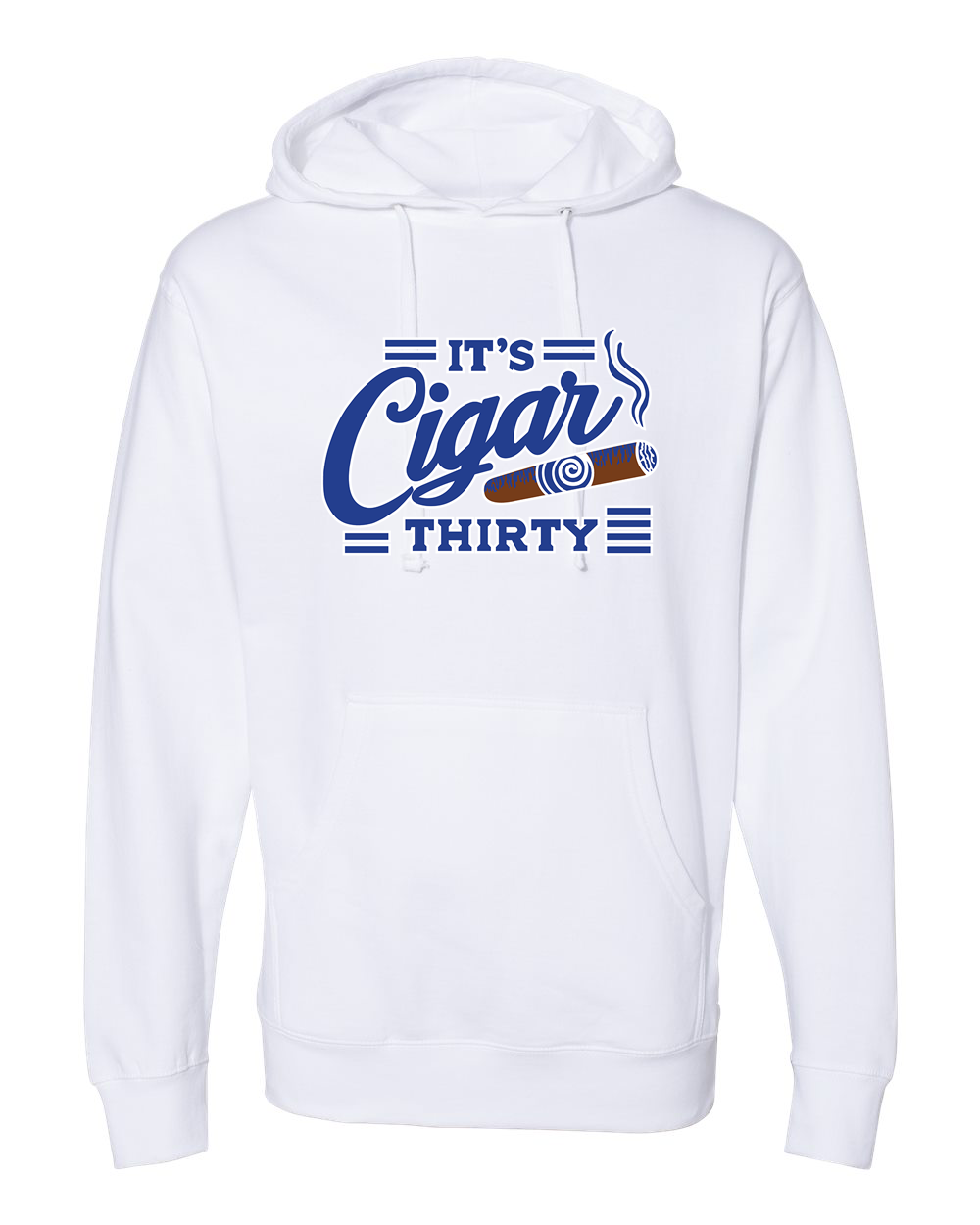 IT'S CIGAR THIRTY WHITE WITH BLUE SWEATSHIRT