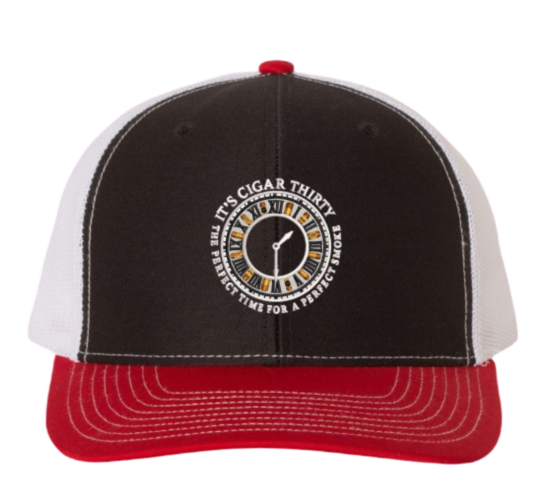 IT'S CIGAR THIRTY RED/BLACK/WHITE TRUCKER SNAPBACK HAT