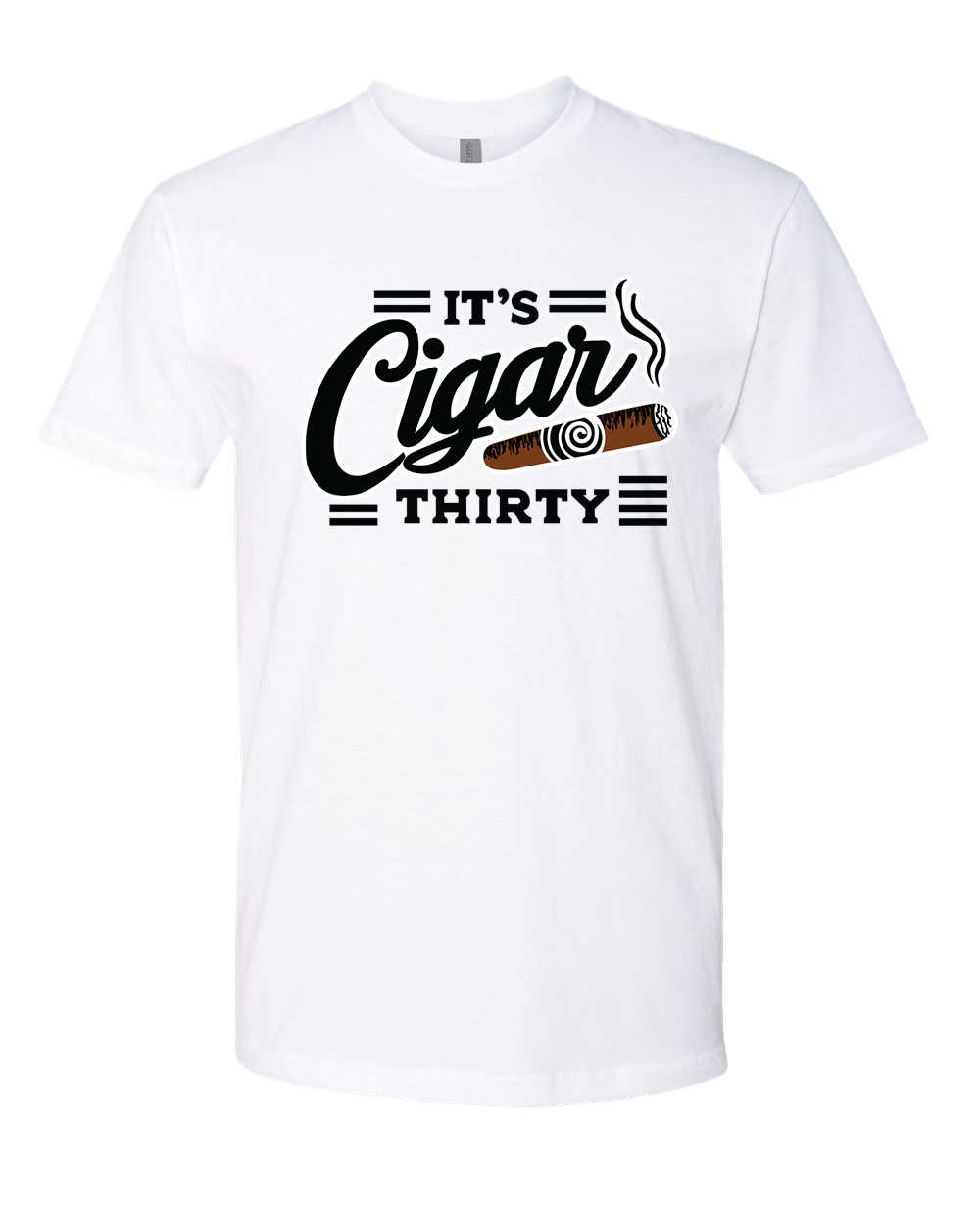 IT'S CIGAR THIRTY WHITE AND BLACK UNISEX T-SHIRT