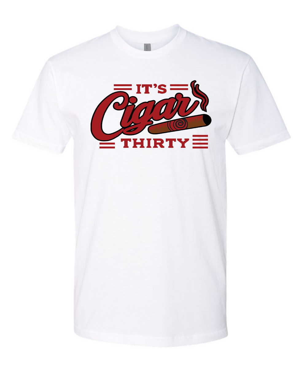 IT'S CIGAR THIRTY WHITE WITH RED T-SHIRT