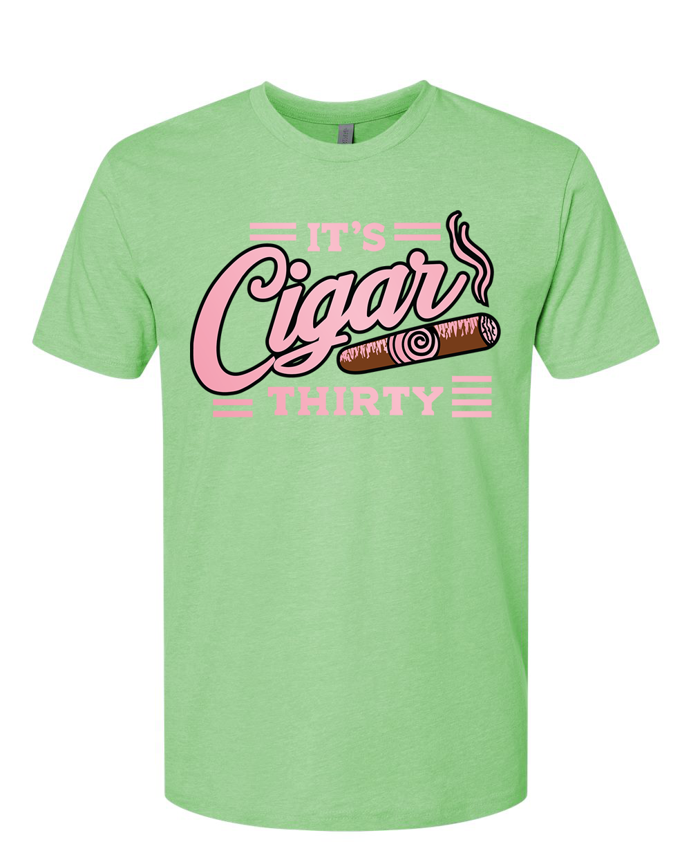 IT'S CIGAR THIRTY WOMEN'S APPLE GREEN & PINK  T-SHIRT